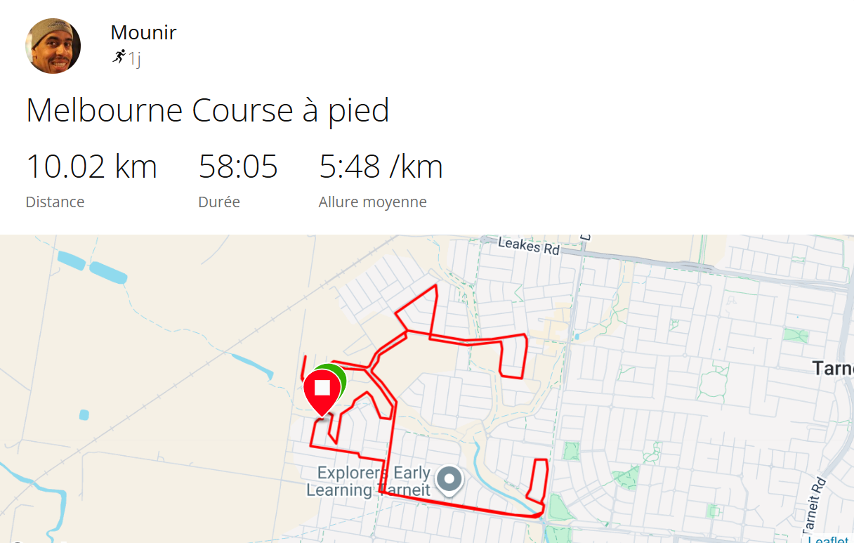 Aperçu d'une activité Garmin Connect du groupe Courir le Monde